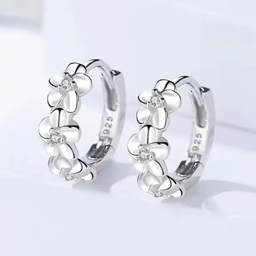 Sterling Silver Floral Cubic Zirconia Earrings